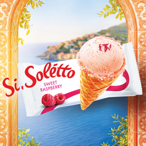 SOLETTO Sweet Raspberry Panna Cotta Ice <b>Cream</b> Cone 75g, Wholesale from Manufacturer - Product Image 4