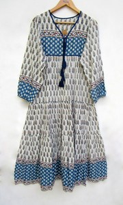 Haute qualité femmes été robe mi-longue nouveauté bleu décontracté genou-longueur robe bouton Offre Spéciale Designer Maxi robe naturel - Product Image 5
