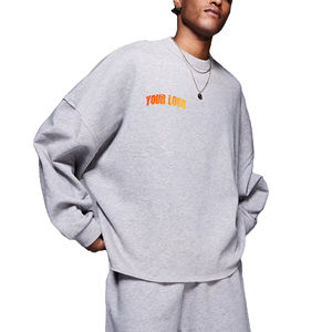 OEM/ODM 100% sudaderas de lana de tela de algodón hombros caídos peso pesado grueso 450GSM sudaderas de hombre de gran tamaño Boxy fit - Product Image 1