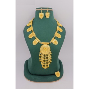 Necklace With Earrings <b>Jewellery</b> Set Goldplated Pure <b>Brass</b> High Quality Uae Dubai Necklace Design Necklace <b>Jewellery</b> Set - Product Image 1