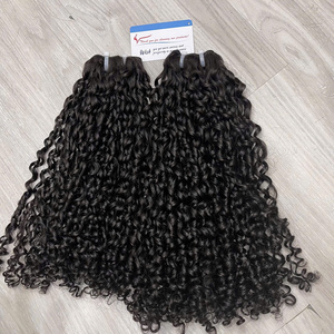 Listo para enviar Extensiones de cabello humano vietnamita virgen 100% Trama rizada Pixie de alta calidad Color negro - Product Image 3