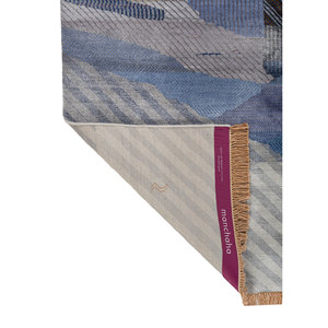 Tapis Manchaha bleu noué à la main en laine et soie de bambou, épaisseur 10 mm, motif rectangulaire pour couloir, pour sol domestique, modèle n° Les-2947 - Product Image 5