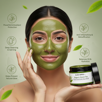 Mascarilla Facial y Corporal de Té Verde Orgánico Glee Impex para Piel Sensible, Grasa y Seca - Mascarilla de Arcilla Limpiadora y Purificante Profunda