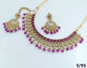 Motipearl tradicional indio y gota cuadrado Kundan chapado en oro conjunto de joyería y gargantilla pendiente Mangtika collar conjunto Mujer y Niña - Product Image 3