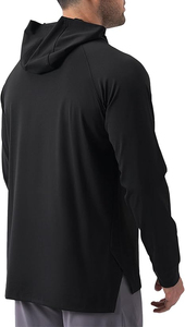 Sweat à capuche d'hiver pour homme en polaire coton/polyester à manches longues, décontracté pour la salle de sport, entraînement, séchage rapide, léger, coupe classique, noir - Product Image 6