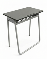 Bureau d'étudiant moderne de haute qualité avec pieds en métal en forme de U, étagère en métal perforé écologique, compact, en bois stratifié pour l'école