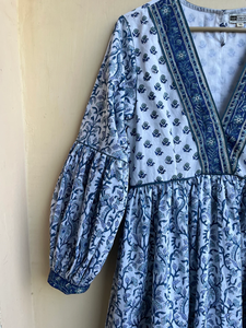 ชุดแมกซี่เดรสยาวผ้าฝ้ายพิมพ์ลายดอกไม้ชุดลำลองแบบดั้งเดิมพร้อมวัสดุปักลายดอกไม้100% ทำจากผ้าฝ้าย - Product Image 5