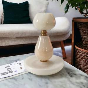Elegant White Marble Lamp Candle Holders Sophisticated Home Decor Polished Technique Timeless Pattern Best Price Durable Stylish - Product Image 6