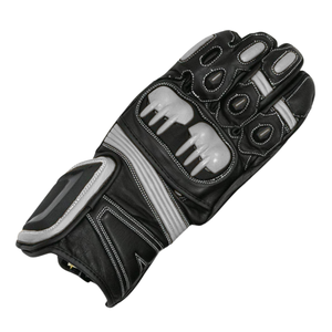 Gants de moto unisexes en cuir véritable pour l'hiver, blindés blancs/noirs pour la course automobile - Product Image 2