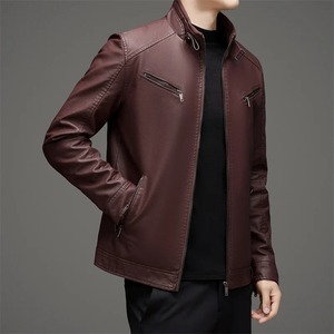 Meilleure qualité hommes imperméable hiver moto veste nouveauté respirant noir peau de mouton en relief support toile uni teint - Product Image 5