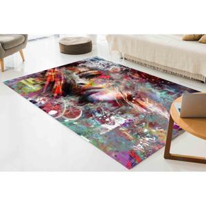 Tapis colorés avec portrait de femme, tapis abstrait de femme, tapis imprimé moderne, tapis à poils doux - Product Image 4