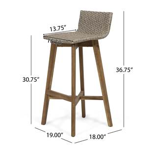 Silla de bar de madera y asiento de ratán hecha en Indonesia - Product Image 1
