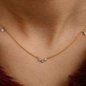Eleva tu estilo con nuestro collar de cadena diario de estrella de diamante genuino 100% en oro amarillo sólido de 14K para su moda única - Product Image 4