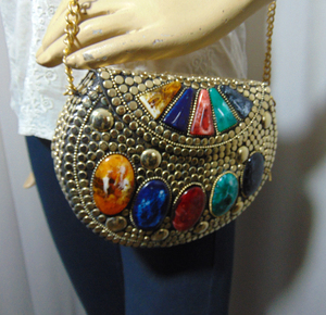 Bolso de mano con cuentas de metal dorado Multicolor, para chicas y mujeres - Product Image 6
