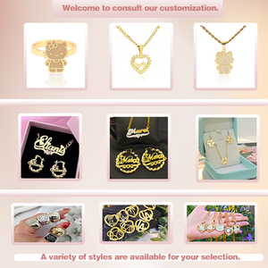 Collana con Ciondolo Personalizzato in Acciaio Inox Placcato Oro con Nome per Ragazze, Gioielli alla Moda con Catena a Maglie per Donne, Vendita all'Ingrosso - Product Image 5