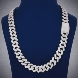 Nuevo estilo 925 Plata 24mm collar de cadena cubana redonda Iced Out Hip Hop joyería cadena de eslabones cubanos moissanite joyería - Product Image 1