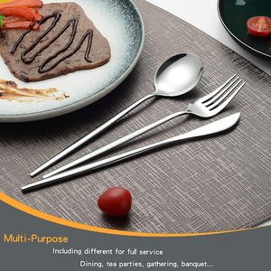 Juego de Cubiertos Plateados para Comidas Familiares, Cubiertos de Acero Inoxidable de Alta Calidad para Hogares, Cafeterías, Hoteles y Eventos Especiales - Product Image 6