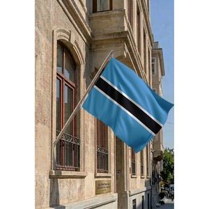 Ensemble de mât de drapeau télescopique du Botswana, en aluminium mural, avec drapeaux en polyester imprimés numériquement 3x5 pieds, pour l'assurance automobile et l'éducation - Product Image 2