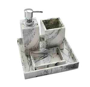 Ensemble de salle de bain en résine de luxe, porte-savon artisanal, porte-brosse à dents, décoration moderne pour la maison, imperméable, usage quotidien - Product Image 2