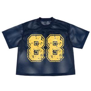 T-shirt de gymnastique pour hommes en gros personnalisé surdimensionné 100% coton tricoté maille maillot de football à manches courtes sport imprimé maillot - Product Image 2