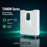 Système de stockage d'énergie domestique Tianon NK16S314BL-V1 51,2V 16kWh LiFePO4 avec cellules de qualité A 200Ah, monté en rack, IP21, 10-20kW tout-en-un
