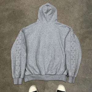 Heavyweight Winter Streetwear Men's Boxy Graphic Anti-Wrinkle Custom Printed <b>Polyester</b> Rhinestone Zipper <b>Hoodies</b> Sweatshirt - Product Image 2