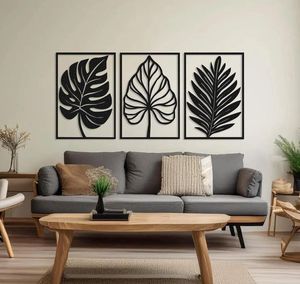Recién llegado, arte de pared de Metal negro, forma de hoja hermosa, ligero, fácil de colgar para boda o decoración moderna para el hogar para Ramadán - Product Image 2