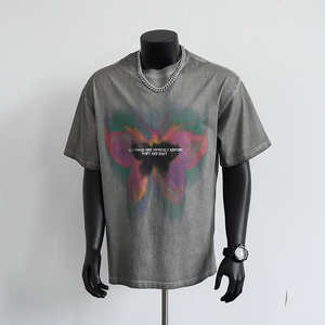 T-shirt graphique en coton 100% surdimensionné vintage délavé à l'acide, de haute qualité, imprimé DTG, avec strass, fabriqué sur mesure par le fabricant - Product Image 2