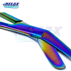REEAX Enterprises 5.5 Ciseaux de chirurgie orthopédique en acier inoxydable hautement polis Instruments chirurgicaux à bandage arc-en-ciel multicolores - Product Image 5