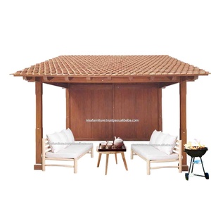 Pergola de luxe en teck pour l'extérieur, au design moderne, avec tissu résistant à l'eau, écologique, facile à assembler, idéale pour les resorts et les villas. - Product Image 6