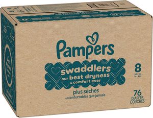 Couches Pampers Swaddlers, taille 8 (30+ lbs), 76 unités, absorbantes, gardent bébé au sec et confortable, respectueuses de la peau, couches jetables pour bébé. - Product Image 2