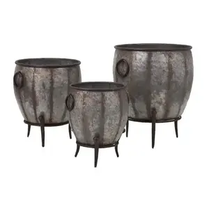 Latest arrival planter stand galvanized metal SET Of 3 big planters for garden flower pots are extremely durable and sustainable