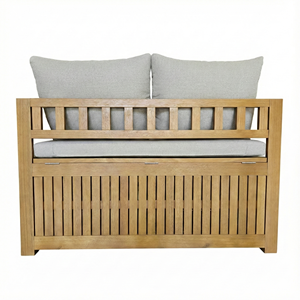 Top Quality Acacia Solid Wood Outdoor Patio <b>Bench</b> With <b>Storage</b> Box And Cushion 2 Seater <b>Garden</b> <b>Bench</b> In Modern Minimalist Style - Product Image 4