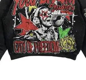 Sudadera con capucha con estampado de diamantes de imitación DTG DTF personalizada, ropa de calle de gran tamaño, sudadera de moda para hombres y mujeres, ropa informal - Product Image 5