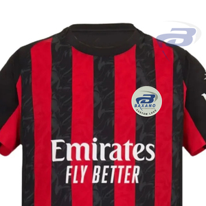 เสื้อฟุตบอลสีแดงดำลายทาง เสื้อซ้อมฟุตบอล ระบายอากาศ แห้งเร็ว คอวี 100% โพลีเอสเตอร์ สปอร์ต แบบสั่งทำ - Product Image 3