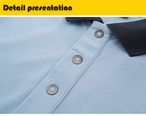 เสื้อโปโลชาย A-1 ผ้าโพลีเอสเตอร์ 100% น้ำหนัก 180 กรัม แห้งเร็ว ระบายอากาศดี แขนสั้น สีพื้น คอปกตัดสี สไตล์ซาฟารี - Product Image 4
