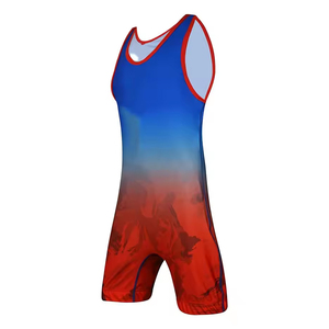 Maillot de lutte unisexe OEM avec logo personnalisé imprimé par transfert thermique, 220g, 100% polyester, tissu extensible pour l'entraînement - Product Image 4