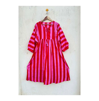 Robe midi en coton indien doux pour femme, tenue de soirée, voile à manches longues, taille naturelle, écologique, respirante, lavable, coupe trapèze