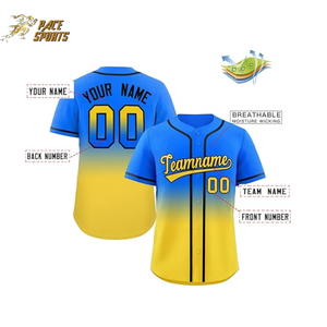2025 adultos gradiente impresión Digital 100% poliéster antibacteriano cuello en V béisbol Softball Jersey hombres mujeres uniforme camisa 220g - Product Image 2