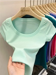 เสื้อยืดผู้หญิงฤดูร้อนเซ็กซี่ทรงเข้ารูปสไตล์เกาหลีลำลองแขนสั้นแฟชั่น Y2K เสื้อผ้าผู้หญิง - Product Image 3