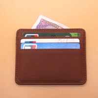 Dompet Kartu Kulit Terbuka Panjang Portabel dengan Lapisan Linen