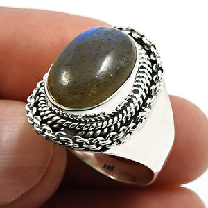 Solide 925 Sterling Silver Natural Labradorite Gemstone Forme Ovale Big Stone Boho Ring Handmade Fine Jewelry Direct Factory Price - Product Image 2