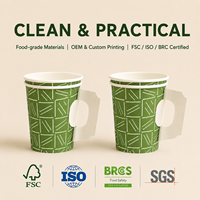 Vaso de Papel con Asa para Café de la Mañana, Acogedor para el Hogar y la Cocina, Profesional, Exquisito, de Grado Alimenticio, Certificado, Libre de BPA, No Tóxico