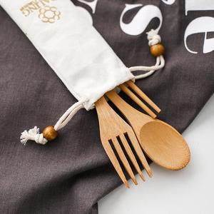 High Quality Bamboo Cutlery Set Eco-Friendly and Reusable Flatware with Laser Logo Safe for Health for Home Use and Presents - Product Image 3