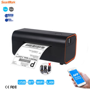4x 6英寸热运输标签打印机，用于透明标签贴纸Wifi标签打印机USB和BT条形码打印机，用于运输 - Product Image 1