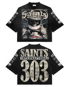 T-shirt court sur mesure coupe régulière, manches courtes oversize, imprimé graphique, homme, 100% coton, écologique, ourlet déchiré, streetwear, DTG - Product Image 1