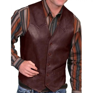 Men's <b>Leather</b> Vest V Neck Single-breasted Western <b>Sleeveless</b> Men Waistcoat Motorcycle Biker <b>Leather</b> <b>Jacket</b> Club - Product Image 6