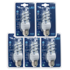 Bombilla de Cristal en Espiral con Forma de Maíz, Base Grande E27, Blanca/Fría 6500K, 5W-15W, Uso Residencial, Don Feliz, CRI 80, Sensor de Luz - Product Image 2