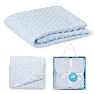 Couverture en polaire bleue 80 x 110 cm, tissu polaire tissé en corail avec motif à pois - Product Image 1