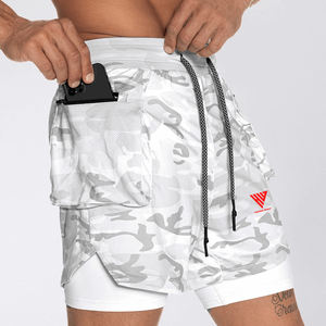 Shorts de compression à double couche de haute qualité, nouveau design, imprimé camouflage, séchage rapide, respirant, shorts de sport pour hommes - Product Image 4